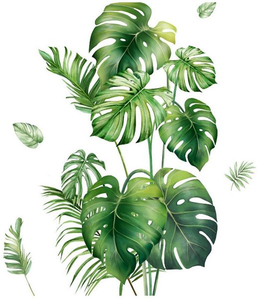 Agger Wandtattoo Blätter Pflanzen Wandaufkleber Wandsticker Kinderzimmer 30x90 cm (2 St), Wohnzimmer Schlafzimmer Flur Wanddeko