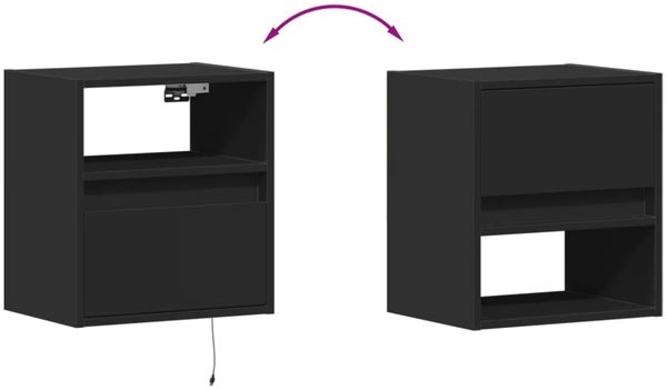 vidaXL TV-Wandschränke mit LED-Beleuchtung 2 Stk. Schwarz 41x31x45 cm 852316 Bild 10