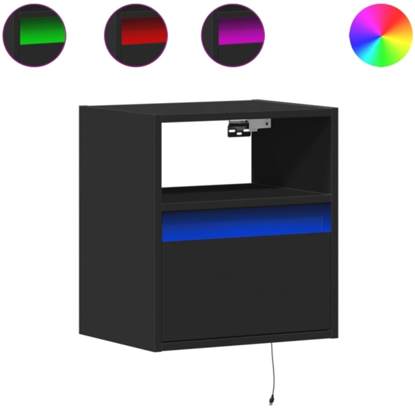 vidaXL TV-Wandschränke mit LED-Beleuchtung 2 Stk. Schwarz 41x31x45 cm 852316