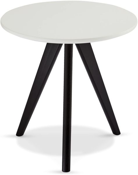 Ibbe Design Rund ø40 Schwarz Weiss Couchtisch Klein Modern Skandinavisch Retro Kaffeetisch Beistelltisch MDF Life, Schwarz Massiv Eiche Holz Beine, ø40x45 cm