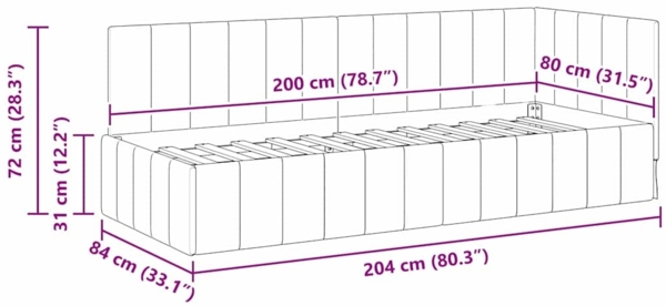 vidaXL Eckbettgestell mit Kopfteil Blau 80 cm x 200 cm Stoff 42016286 Bild 10