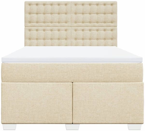 vidaXL Boxspringbett mit Matratze Creme 140x190 cm Stoff 3292802 Bild 6