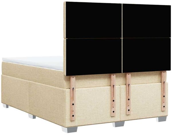 vidaXL Boxspringbett mit Matratze Creme 140x190 cm Stoff 3292802 Bild 12