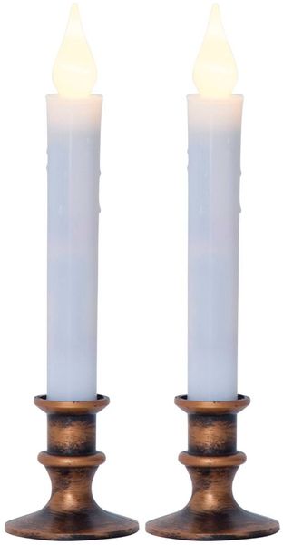 EGLO Christmas 410029 Weihnachtsdekoration LED-KERZE METTE LED 2X0,06W Wachs, Kunststoff weiss, bronze H:23cm Ø6cm