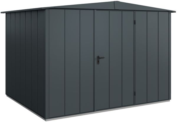 Hörmann Ecostar Metall-Gerätehaus Elegant mit Satteldach Typ 3, 238x303 cm , anthrazitgrau, 7,2 m²,1-flüglige Tür