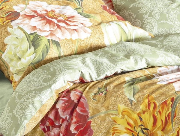 Irisette Magic Mako-Satin Bettwäsche 155x220 Blumen Wende gold jade 8856-40 Bild 2