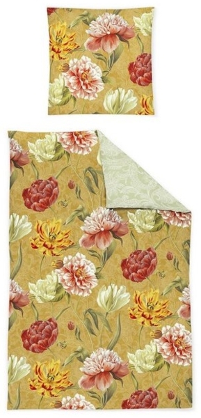Irisette Magic Mako-Satin Bettwäsche 155x220 Blumen Wende gold jade 8856-40 Bild 4