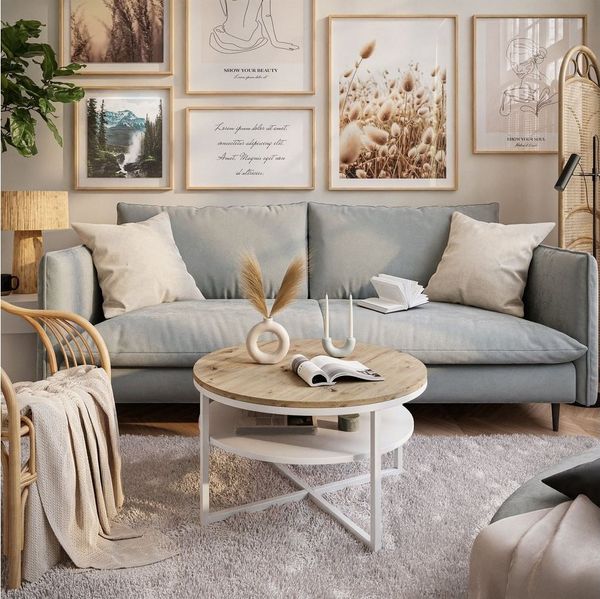yourhouse24 Couchtisch CIRI-X runder Couchtisch mit Regal Eiche Handwerker Wotan Stirling