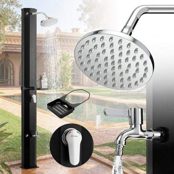 Sekey Solardusche 40 L Solar-Gartendusche Gartendusche Ohne Strom & energiesparend, Schnelle & einfache Montage mit 360° Duschkopf & Fußdusche