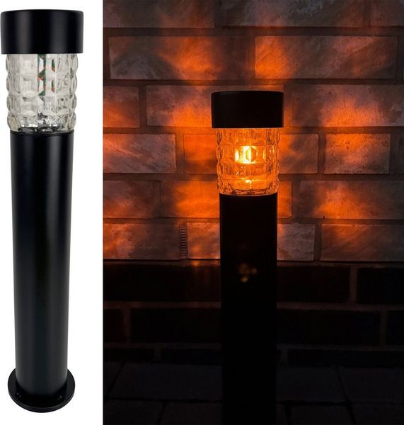 Online-Fuchs LED Solarleuchte mit Flammeneffekt - Standleuchten, Außenlampe, Wegeleuchte für außen, LED Feuereffekt, Orange, Dekoration für Garten, Terrasse, Außenbereich