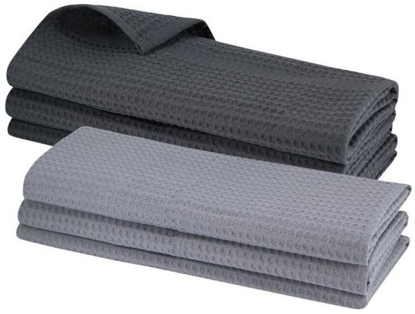 Engelland Geschirrtuch Poliertuch, (Vorteils-Set, 6-tlg, Waffel-Pique), 100 % Baumwolle, integrierte Aufhängeschlaufe, 70 x 50 cm