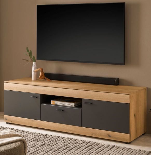 TV-Lowboard Assina in Eiche und grau 150 cm