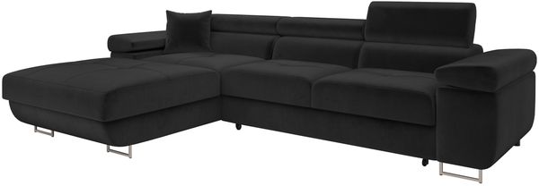 Ecksofa Torezio Mini mit Bettkasten, Schlaffunktion und Einstellbare Kopfstützen (Farbe: Polo 897, Seite: Links)