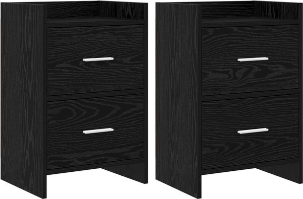 vidaXL Nachttische 2 pcs Schwarze Eiche 40 x 30 x 60 cm Holzwerkstoff 8010966