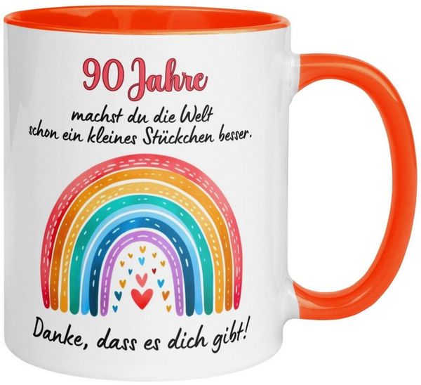 Momentals Tasse 90. Geburtstag Frau – „Du machst die Welt besser“ – Geschenk Frauen, Gratis Versand · Links-&Rechtshänder · Spülmaschinenfest