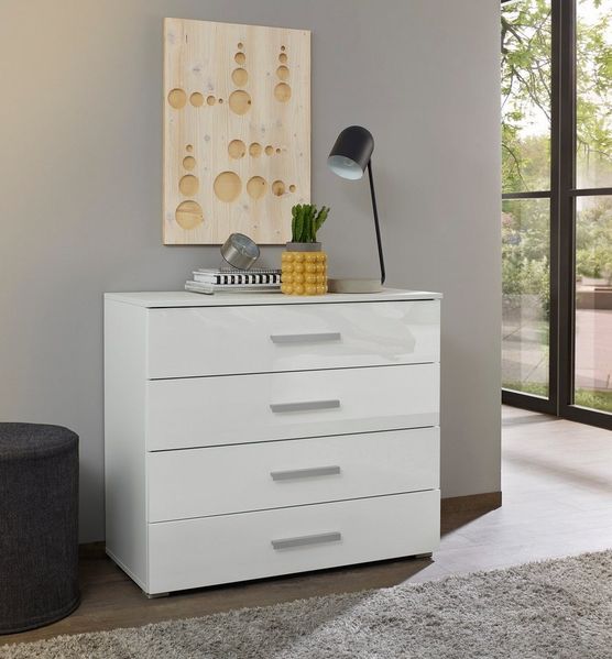rauch Schubkastenkommode Sideboard Kommode Schubkastenkommode KOLUNA mit Hochglanzfront (Breite 80 cm), vier große und geräumige Schubladen mit viel Stauraum MADE IN GERMANY