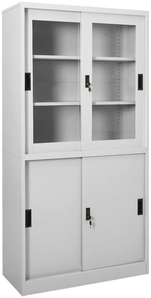 vidaXL Büroschrank mit Schiebetür Hellgrau 90 x 40 x 180 cm Stahl [335963]