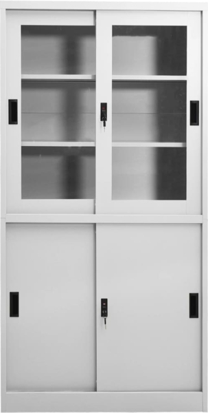 vidaXL Büroschrank mit Schiebetür Hellgrau 90 x 40 x 180 cm Stahl [335963]