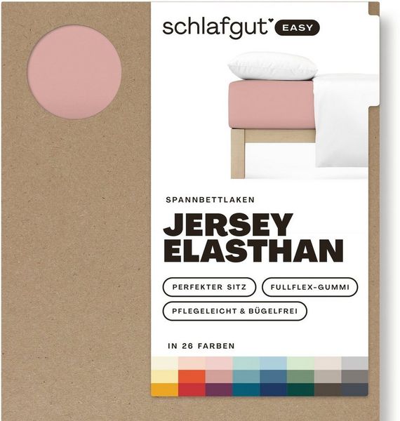 Schlafgut 'Easy' Spannbettlaken, MADE IN GREEN by OEKO-TEX®, Gummizug: rundum, Jersey Elasthan, Purple Mid, S 90x190cm - 100x220cm