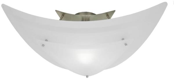 Deckenlampe Delta aus gebürstetem Metall und weißem Glas