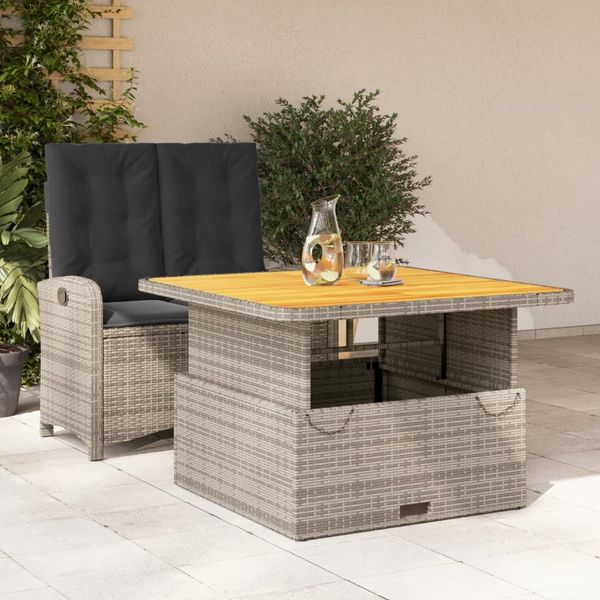vidaXL 2-tlg. Garten-Essgruppe mit Kissen Grau Poly Rattan 3277343