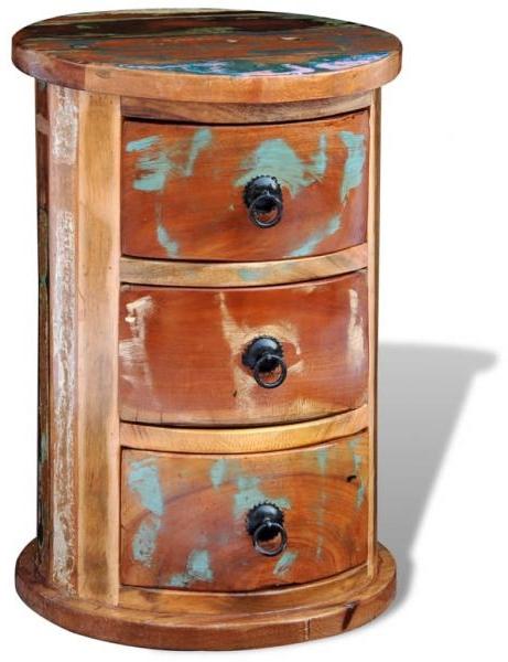 vidaXL Beistellschrank mit 3 Schubladen Altholz Massiv 241646