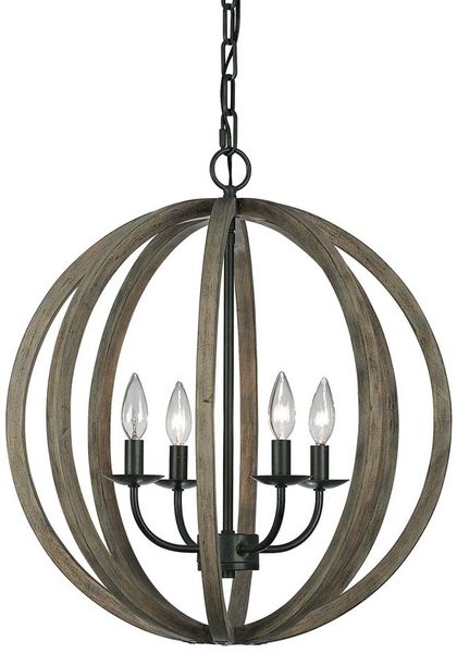 Pendellampe, Deckenlampe, Eichenholz Schmiedeeisen, D 52,1 cm