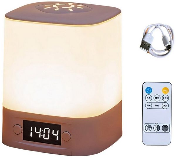 ibettertec LED Nachttischlampe LED Nachtlicht, Touch-Lampe, Tisch-Nachttischlampen , Schlafzimmer Lampe, Stufenloses Dimmen, Dreifarbig einstellbar, mit Touch-Sensor, Mit Fernbedienung, Mit Uhranzeige