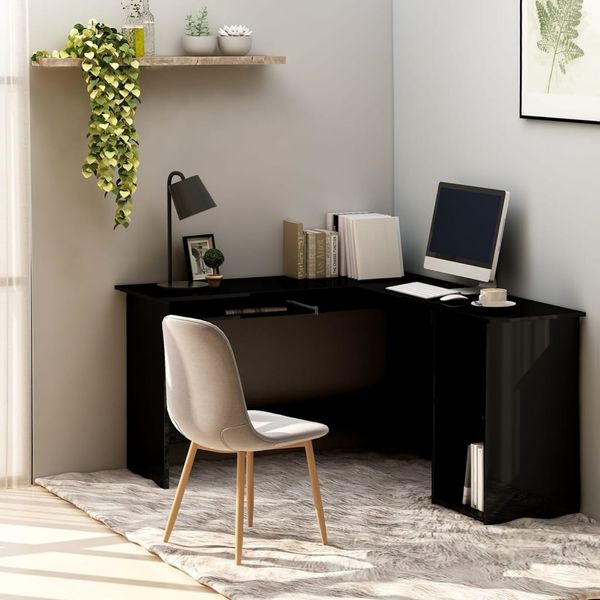 vidaXL Eckschreibtisch in L-Form Hochglanz-Schwarz 120×140×75 cm 800754