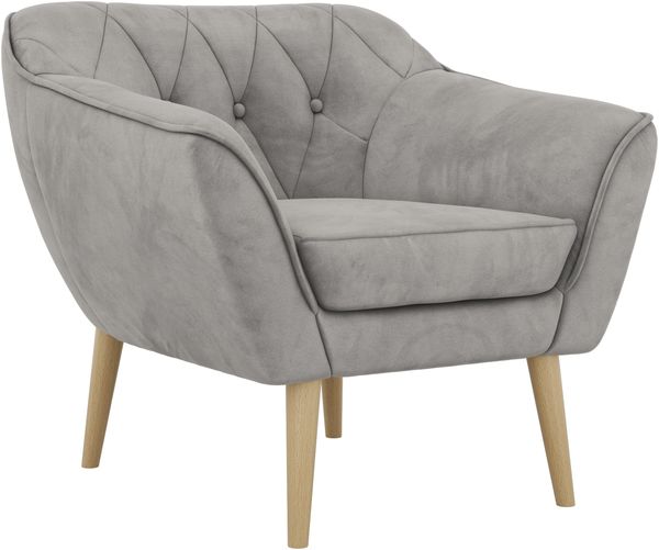 Polstersessel PIRS 1 skandinavischer Design 1-Sitzer, Sessel mit Wellenfederung, Buche Füße, Einzelsessel, Hoher Sitzkomfort - Hellgrau Velvet Bild 6