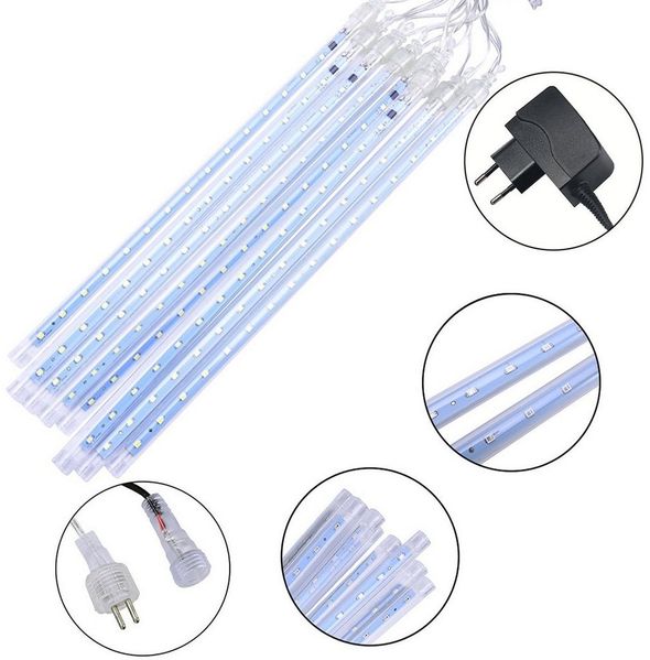 MUPOO LED-Lichtervorhang LED Meteorschauer-Lichterkette 30cm/50cm LED Lichterketten 8 Röhren, Niederspannung 4.4/6M Dekora
