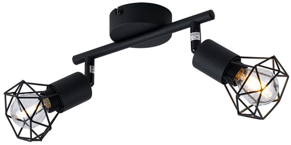Deckenleuchte, Käfig, Spots verstellbar, schwarz, L 22 cm