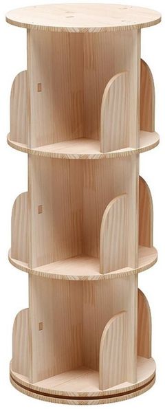 GarveeMore Bücherregal 360 Grad drehendes Bücherregal massives Holz stehendes Regalboden