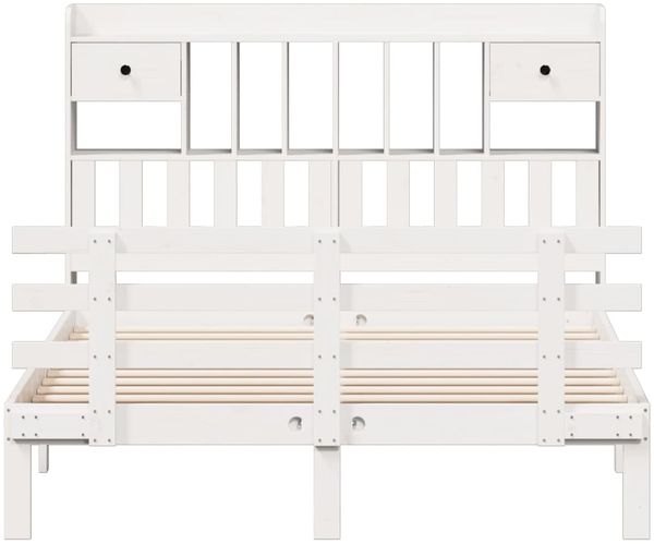 vidaXL Massivholzbett mit Regal ohne Matratze Weiß 150x200 cm Kiefer 3322799 Bild 4