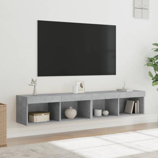 vidaXL TV-Schränke mit LED-Leuchten 2 Stk. Betongrau 80x30x30 cm 837148