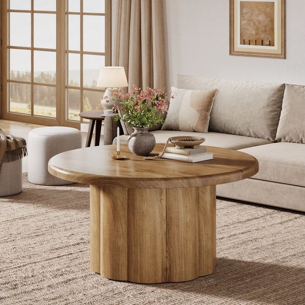 Tribesigns Couchtisch 80 cm runder Couchtisch für das Wohnzimmer, für kleine Räume
