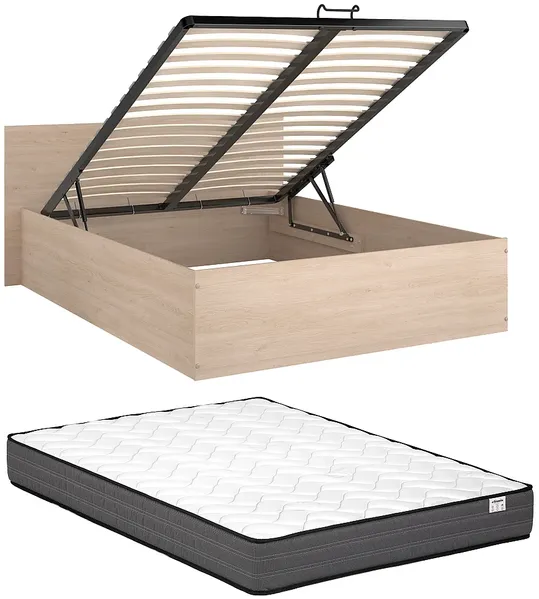 Vente-unique - VELONA Bett Holz, Platte Beige - B 199,8 cm x H 81,2 cm x L 164,4 cm Bild 7