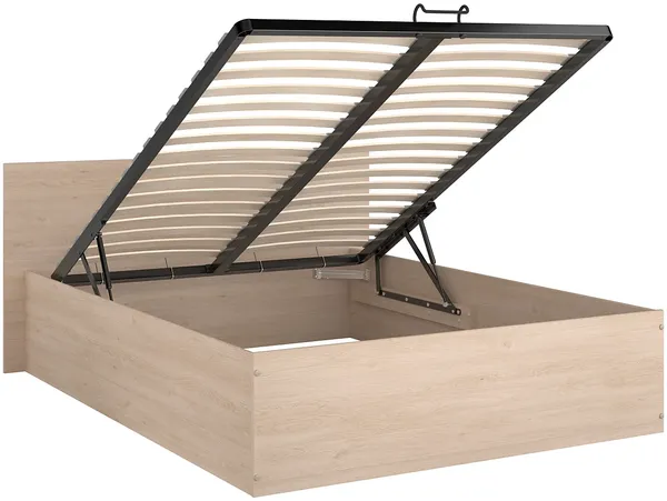 Vente-unique - VELONA Bett Holz, Platte Beige - B 199,8 cm x H 81,2 cm x L 164,4 cm Bild 5