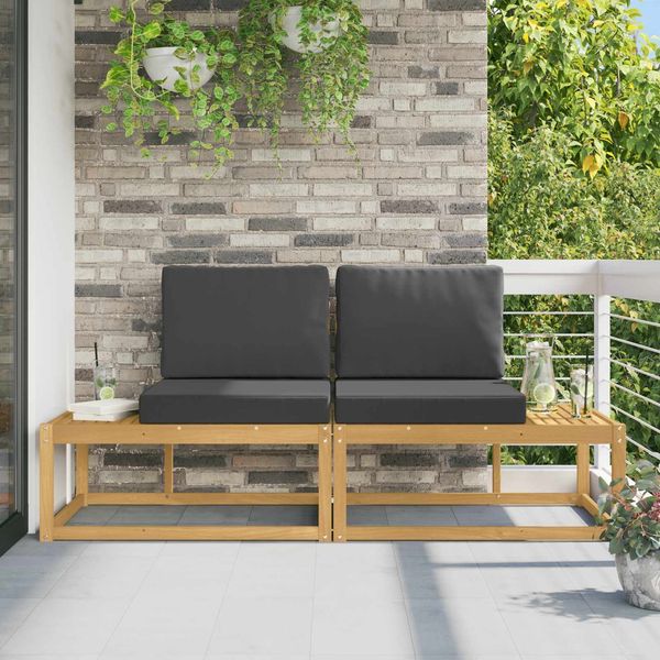 vidaXL Outdoor End Sofa mit Kissen 2 Stück Weiß Massivholz Akazie 901485