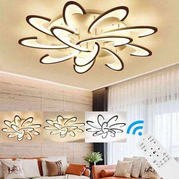 oyajia Deckenleuchte 120W Modern LED Deckenleuchte 96cm, 7200LM Dimmbar mit Fernbedienung, LED fest integriert, warmweiß kaltweiß neutralweiß, Blumenförmiges Design LED Deckenlampe, für Wohnzimmer, Schlafzimmer