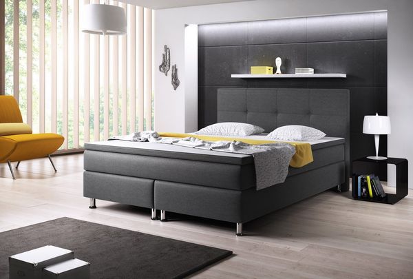 inter Boxspringbett Dallas 180x200 cm inkl. Topper (Komplettbett, Bett Boxspringbett 180x200cm), inkl. 7 Zonen Taschenfederkern und Topper
