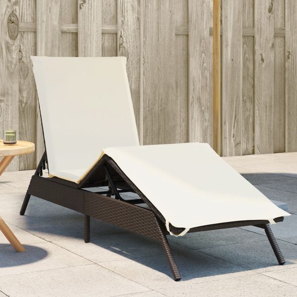 vidaXL Sonnenliege mit Auflage Braun Poly Rattan 4002702