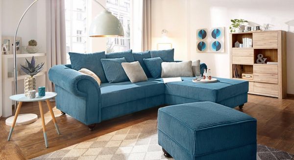 Home affaire Ecksofa King George King Henry, Mega Sofa, Breite 260cm, L-Form, mit Federkern, in legerer Polsterung und vielen Kissen
