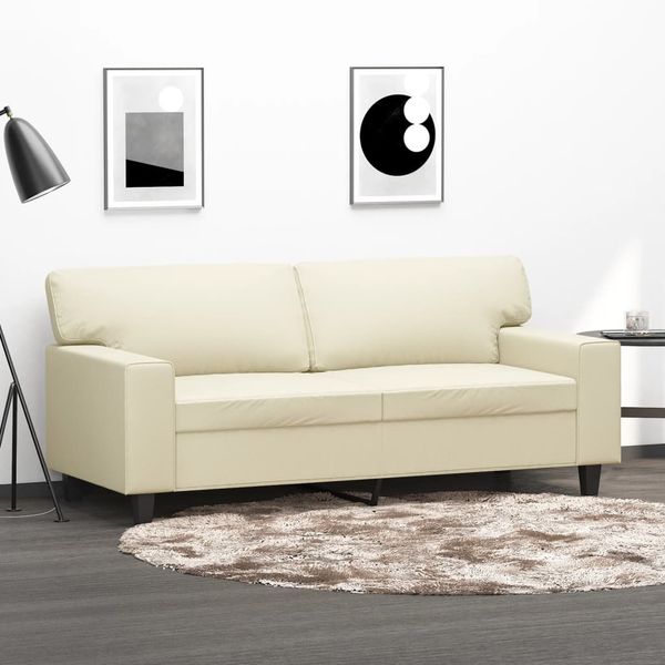 vidaXL Sofa 2-Sitzer, Loungesofa mit Armlehnen Rückenkissen, Creme, 174x80 cm