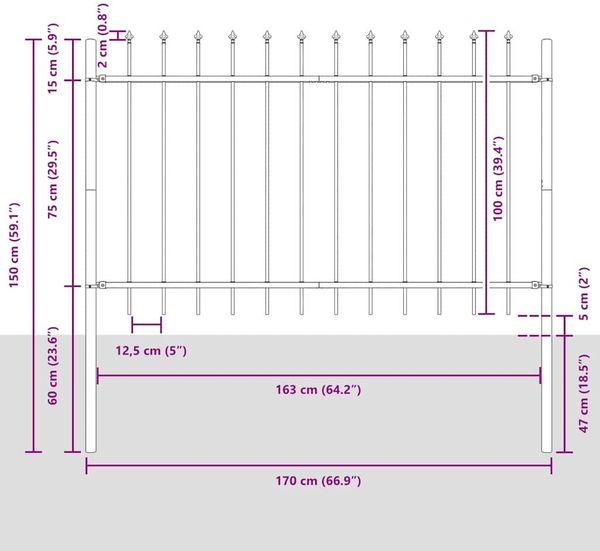 vidaXL Gartenzaun Woerden Weiß 1,7 x 1 m Pulverbeschichteter Stahl 42003880 Bild 7