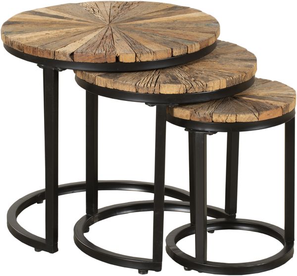 Beistelltisch ARNE 3er Set - Massivholz Braun 46 x 46 x 46 cm | Couchtisch Sofatisch Abstelltisch
