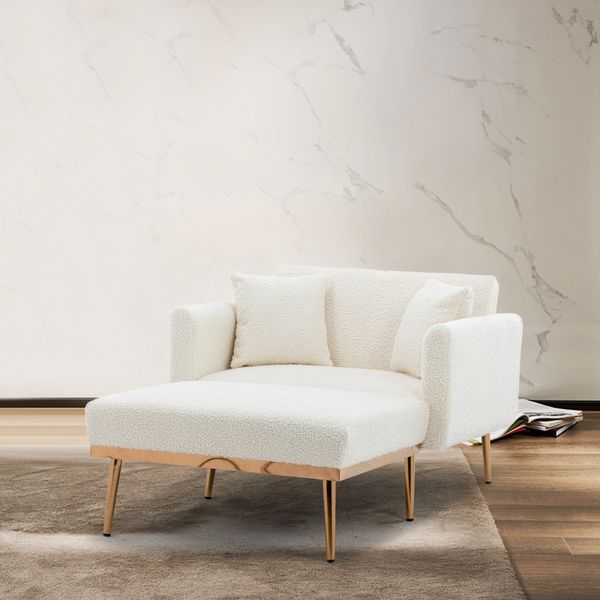 Verstellbarer Relaxsessel Liegestuhl kuschelig Teddy Stoff 165x90x77 cm Weiß