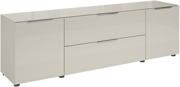 Lowboard >Santorin< Glasfronten, in Kaschmir - 180x55x40cm (BxHxT)