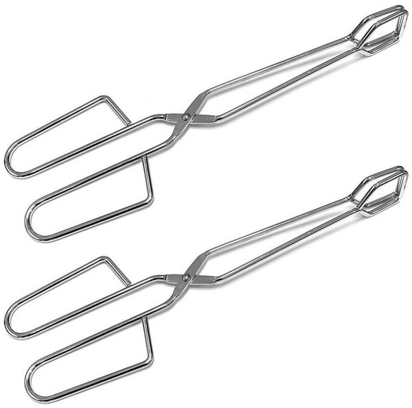 HAC24 Grillzange 2x XXL Servierzange Bratwurstzange Lang BBQ Grill Grillgutwender, Edelstahl, je 28,5 cm