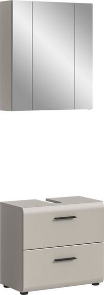 welltime Badmöbel-Set FLORENZ, 2-teilige Badkombination, hochwertige MDF-Front, (Set, 2-St, bestehend aus: 1 Waschbeckenunterschrank, 1 Spiegelschrank), Bad-Kombination, Bad-Möbel, Badezimmer, Kombination, Kombi